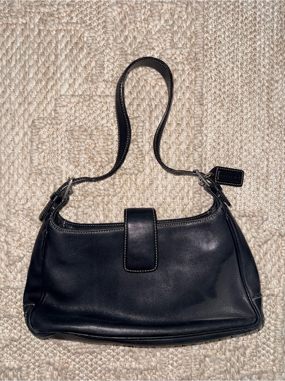 Vintage y2k Small Black Coach soft Leather shoulder bag purse